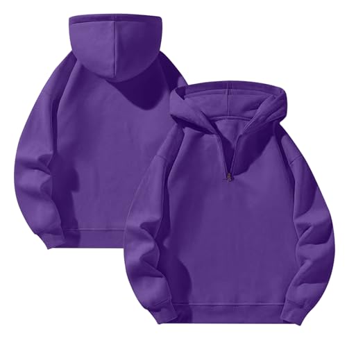 Oversized Hoodies for Men Comfy Plain Quarter Zip Pullover Hoodie Drop Shoulder Fleece Hooded Sweatshirt with Pocket