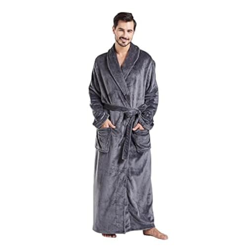 Albornoz largo para hombre FashGudim bata de felpa con cuello chal el regalo de invierno ideal