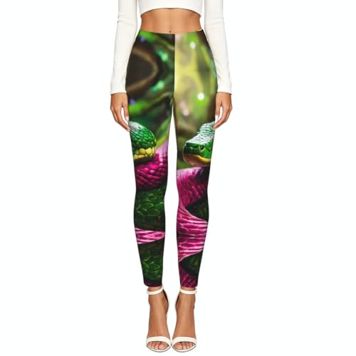 Leggings de compresión para mujer con estampado de serpiente verde de gimnasio 2