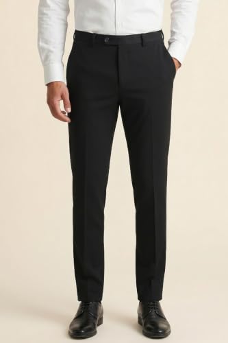 Image of Peter England Men's Slim Fit Mid Rise Formal Stretchable Knit Super Trouser | Comfort Lycra | 360-Degree Stretch