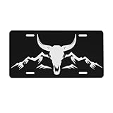 KOSUES Bison Mountains Aluminum License Plate 6 x 12 Inch Metal Car Front License Plate Cover Car Decor Accessory Novelty Vanity Decoration Tag with 4 Holes Gift for Men Women