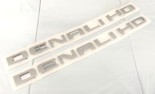Image of 2PCS Denali HD Emblems Badge Nameplate for Chevy Sierra Denali 2500HD 3500HD Denali HD (Chrome)