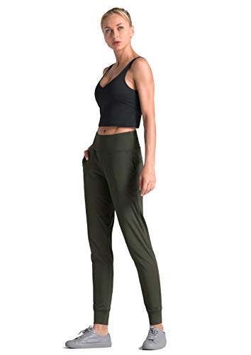 Dragon Fit Joggers For Women With Pockets,High Waist Workout Yoga Tapered Sweatpants Women's Lounge Pants (Large, Joggers78-Dark Olive) #TOP5