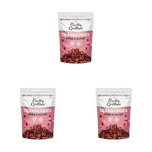 Image of Nutty Gritties Dried US Cranberries 200g | Cranberry, Healthy Snack for kids and adults | Resealable Pouch (Pack of 3)