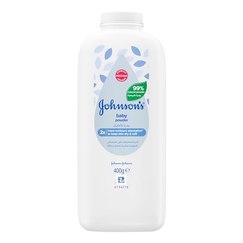 Johnsons Baby Powder 99% Plant-Based Cornstarch Formula Talc-Free Moisture-Absorbing & Skin-Protecting Classic Baby Fragrance Dermatologist-Tested 400g