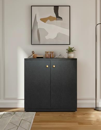 Image of Wooden Shoe Rack with Doors | Closed Shoe Cabinet for Entryway, Living Room & Bedroom | Compact Footwear Storage Organizer (L 60 x B 32 x H 60 cm, Dark Wenge, 3 Shelves) DIY