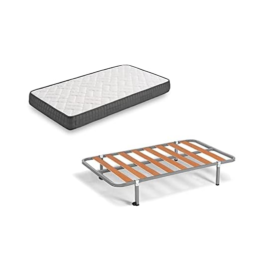 HOGAR24 ES Colchón Viscosoft + Somier Lama 100 + 4 Patas Cuadradas de 26 cm, 90x180 cm