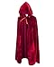 OurLore Kids Velvet Cape Cloak With Hood Unisex-Child Cosplay Halloween Christmas Costume (Wine Red, 80cm/31.5inch)