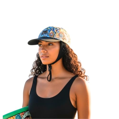 Maloo Surf & Water Sports Hat UPF 50+ Quick Dry Sun Hat with Adjustable Neoprene Brim Mesh Vent Panels & Chin Strap 2 Sizes / 4 Designs for Surfing Fishing Paddleboarding & Beach Use