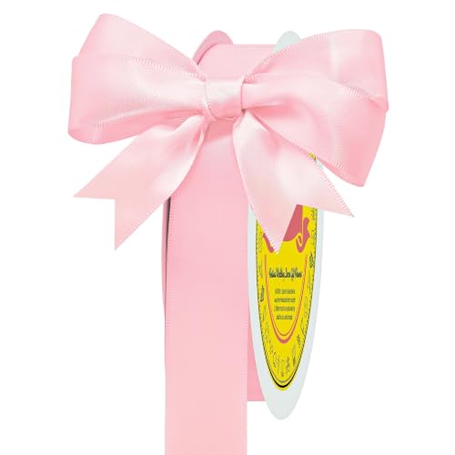Image of Lt Pink Double Face Satin Ribbon 1 inch X 50 Yards Spool Bright Colors Very Suitable for Weddings Gift Package Wrapping Dancer Wand Sewing Party Hair Bow Invitation Decorations and More
