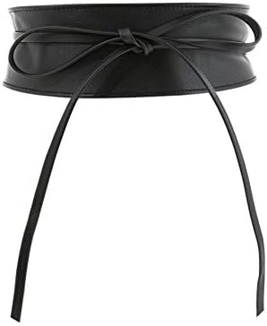 FASHIONGEN - Woman Italian leather Obi belt, CASSIANE - Black, S-M