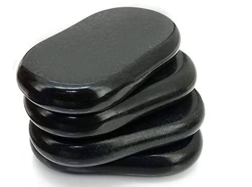 KANHA HANDICRAFT's (MT134) natural black obsidian stone's hot and cold massage therapy massager set of 4 pieces. Big large black massager for fully body massage.