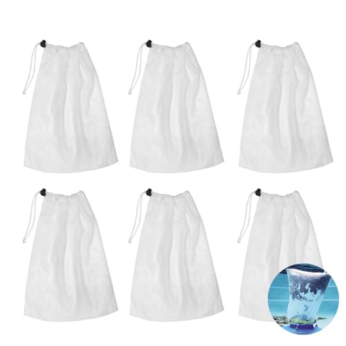 Lot de 6 Sacs de récupération de Rechange, en Filet, avec Cordon de Serrage, pour aspirateur de Piscine, pour Attraper Les Feuilles et Les Petites saletés