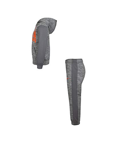 Nike Boy`s Dry Fit Therma Zip Hoodie & Sweatpants 2 Piece Set (Carbon Heather(86G933-GEH)/Orange, 24 Months)3
