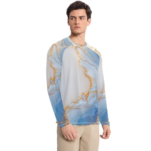 Marble White White Men's Rash Guard Fishing Comfort Men's Sun Protection Long Sleeve Hiking3
