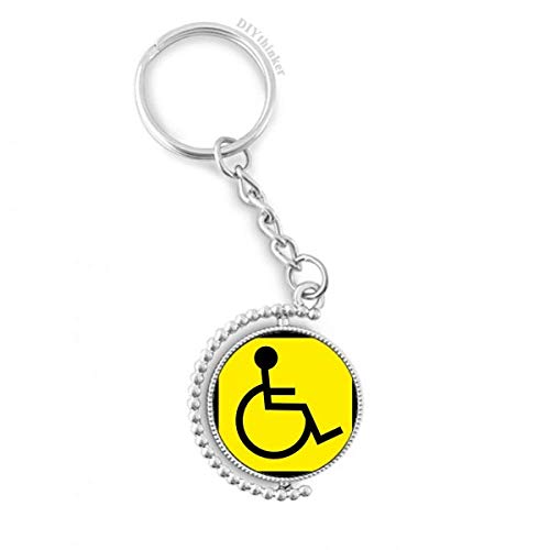 Llavero de persona discapacitada DIYthinker con plaza giratoria y símbolo de advertencia