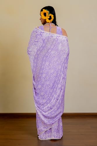 Image of MIRCHI FASHION Women Saree Floral Print Chiffon | Lightweight Festive Occasion Sari for Farewell and Functions with Unstitched Blouse Piece