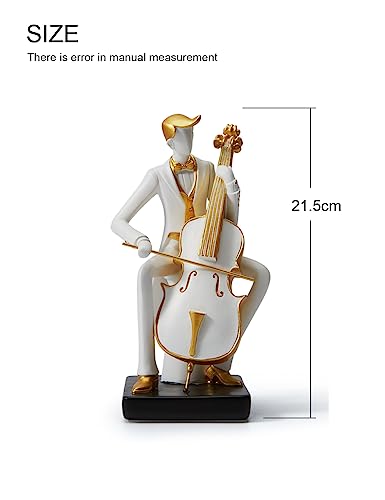 Estatua decorativa músico violonchelo resina blanca 10 pulg miniatura 5