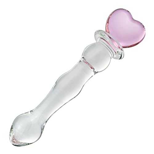 Consolador de cristal Tapón Anal, Varita de Placer de Cristal, Masajeador de Cristal con Forma de Corazón, Juguetes Sexuales Anales para Mujeres, Hombres y Parejas