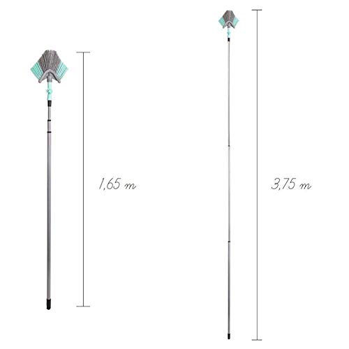 Orion - Scopa angolare triangolare con manico telescopico per la rimozione di ragnatele, 165-375 cm