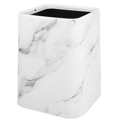 Caneca de Basura Marble Doble Capa Mediana Blanco Mármol