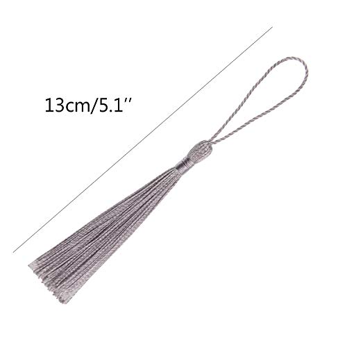 VAPKER 100 Pieces Silver Tassels 13cm/5-Inch Silky Handmade Soft Floss With 2-Inch Cord Loop for Jewelry Making, DIY Projects, Bookmarks