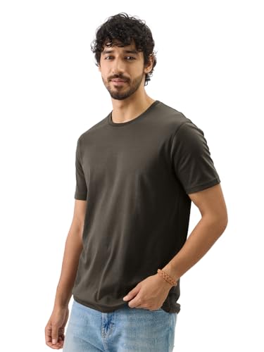 Image of The Souled Store Supima: Men and Boys Short Sleeves Round Neck Solid Premium Basic Casual Lightweight Easy to Style Everyday Streetwear Trendy Supima T-Shirt