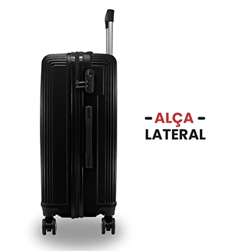 Mala de Viagem Grande ABS Rígido Rodinhas 360 Mala Para Despacho (Preto)