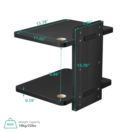 Image of WALI Floating TV Shelf, 2 Tier Projector Shelf for DVD Players, Routers, Game Consoles, Cable Boxes, Living Room Decor Accessories, Wall Mount Shelves Holds Up to 22lbs (CS202NB), 2-Shelf, Black | Projector Shelf for Routers, Game Consoles, Cable Boxes, Wall Mount Shelves Hold Up to 22lbs, (CS202NB), 2-Shelf, Black