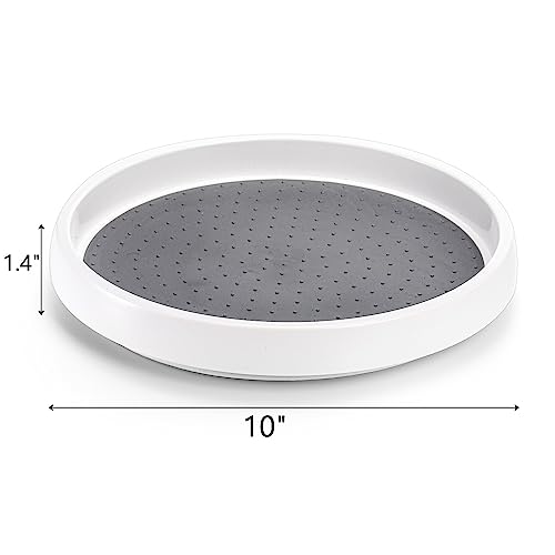 Lawei 4 Pack Pantry Cabinet Lazy Susan Turntable - 10 Inch Non-Slip Lining Kitchen Storage Turntable for Cabinet, Pantry, Refrigerator, Countertop - Spinning Organizer for Spices, Condiments, Baking