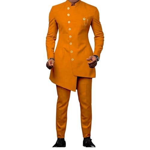 African Men's 2 Piece Formal Wedding Party Suit for Men with Jacket Pants Fashion Slim Fit Outfits