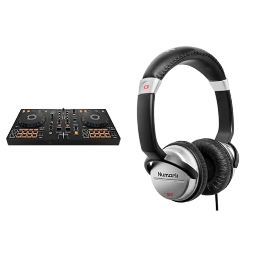 Pioneer DDJ-FLX4 2-deck DJ Controller Bundle with Numark HF125 Professional DJ Headphones with 40mm Drivers, Silver