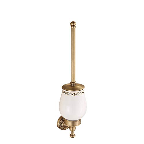 Amgend Toilet Brush Holders Antique Wall Mounted Toilet Brush Holder with Ceramic Cup Household Products Bath Hardware Sets