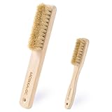 Wood Laundry Stain Brush Set (Large + Small) with Boar Bristles – Tough Stain Remover for Delicates, Cotton, Linens & Shoes, Laundry Scrub Brushes for Clean Fabric