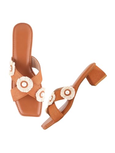Image of SilverArrow Comfortable Stylish Alluring Denim Strap Block Heels Light Weight Trendy Heels For Women & Girls