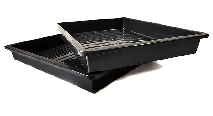 Hydroponics Tray with Water Drainage Holes Black 1.5ft x 2ft 3 inch Depth for Germination, Seeding, Microgreen, Wheat Grass, Fodder (Pack of 2)-image-1