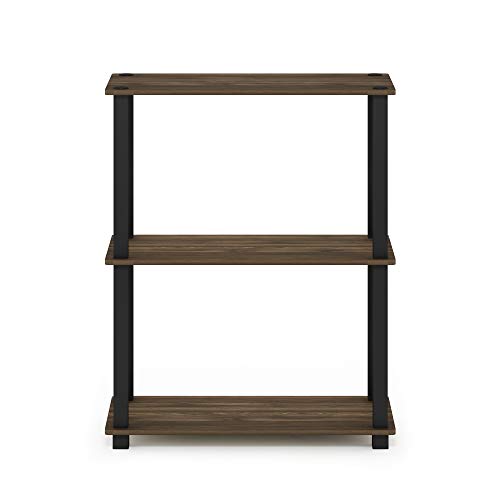 Image of Furinno TURN-S-TUBE Storage Shelves, 3-Tier Book Shelf, Corner Shelf, Toolless Open Shelves, for Organization and Storage, Living Room, Garage, Home Office, Columbia Walnut
