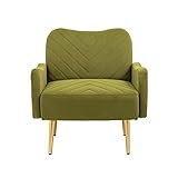 HomSof Modern Accent Chair Comfy Armchair Olive Leisure Single Sofa with Rose Golden Legs