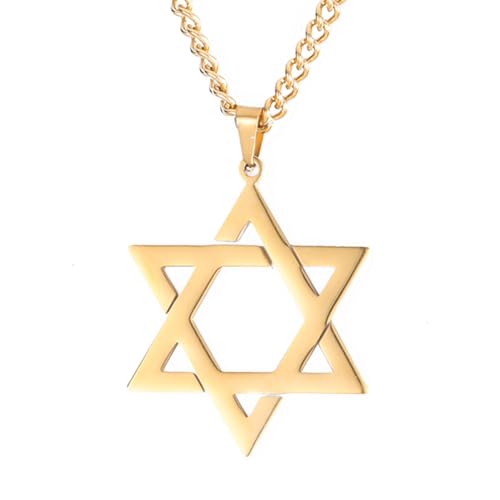 TEAMER estrella de David colgante collar judío Magen amuleto collares de acero inoxidable joyería Vintage (estilo 1-oro)