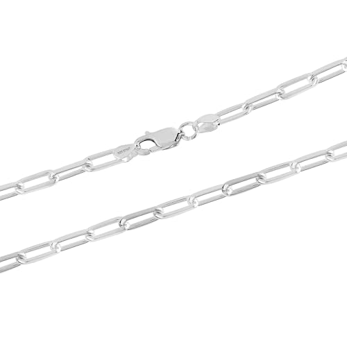 LeCalla 925 Sterling Silver Italian Jewelry Trendy Gift 3 MM, 3.5 MM, 4.5 MM Diamond-Cut PaperClip Link Chain Necklace for Women with Lobster Clasp (16, 18, 20, 24 Inches)2