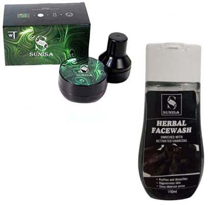 New Black Herbal Facewash with Activated Charcoal, 100 ml and 1 Sunisa Air Cushion BB Cream - (Pack of 2)-picture-16