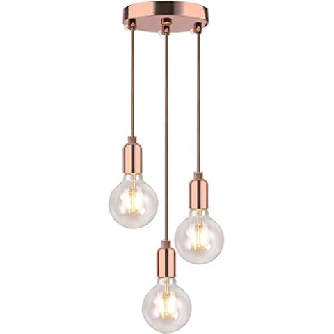 Lámpara colgante HTRUIYATY vintage 3 luces con cable ajustable Cover