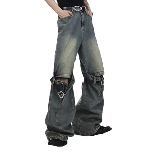 Men's Vintage Flared Leg Denim Jeans Streetwear Trendy Fashion Denim Pants Y2K