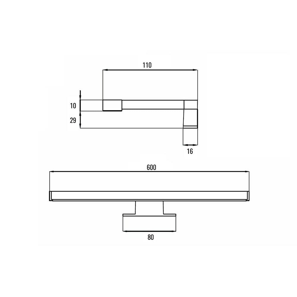 Kibath Aplique LED 60cm BASIC, Para colocación en espejo o mueble de baño, Potencia 12W, Tipo de luz neutra 4000K, 600 lúmenes, 467312