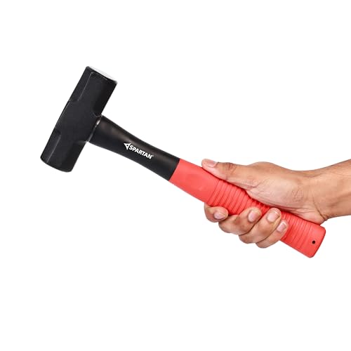 Image of Spartan 2 lb Heavy Duty Sledge Hammer for Breaking, Masonry and Construction | Forged Steel Head with Shock Resistant Fiberglass Handle and Comfortable Non Slip Grip