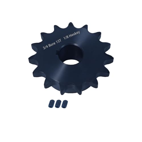 Image of #40 Roller Chain Sprocket 15 Tooth 3 /4 inch Bore (3 /16 inch Keyway) Black Oxide Rust-Proof with 3 Set Screws & Keyway for Mini Bike Go-Kart High Speed Racing, Hardened 1045 Steel 40BS15-3 /4