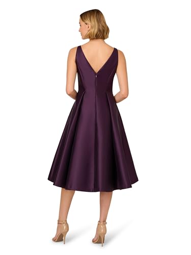 Image of Adrianna Papell Women's Sleeveless Tea Length Dress Luxe Plum 12