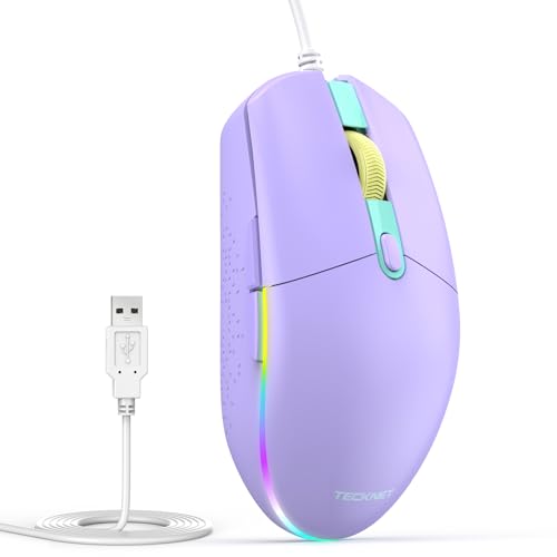 TECKNET Wired Mouse - USB Corded Mouse with RGB Backlit Full...