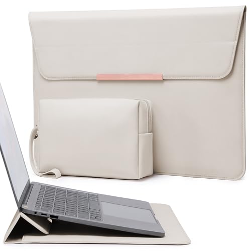 HYZUO 13.3-14 Inch Laptop Sleeve Case with Stand for MacBook Pro 14 M5/M4/M3/M2/M1 2026-2021, MacBook Air/Pro 13.3, 13.8-13.5 Surface Laptop, HP Spectre X360 13/14, Envy 13, Beige(Smiley)