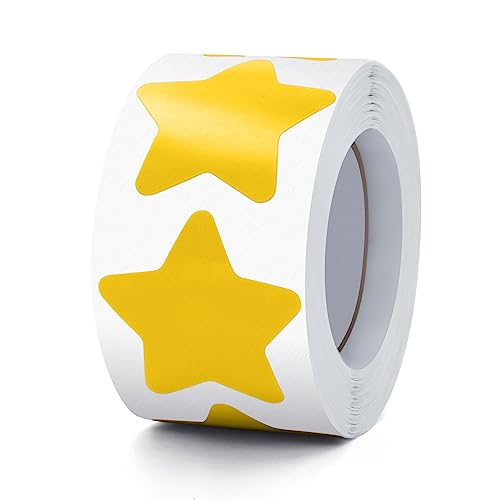 Gelb Sterne Aufkleber Rolle 3.8cm Groß Selbstklebende Sterne Etiketten Weihnachts Star Sticker belohnungsaufkleber Deko für Kinder Lehrer Business 500 Stück